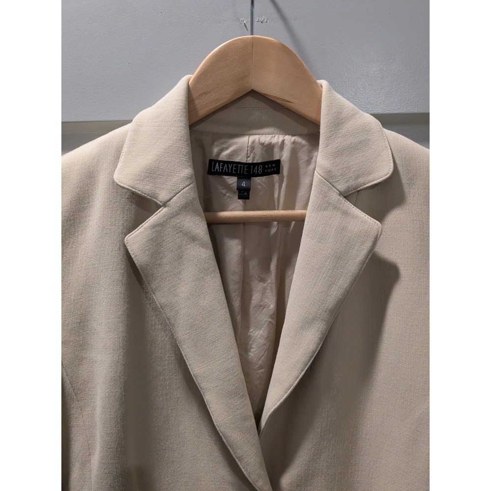 Lafayette 148 New York Beige Blazer Jacket Women's Size 4 Career Wear (Read)